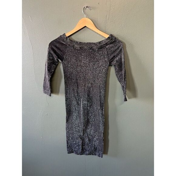 Bebe Metallic Nylon Y2K Black Dress Petite Small - Picture 1 of 3